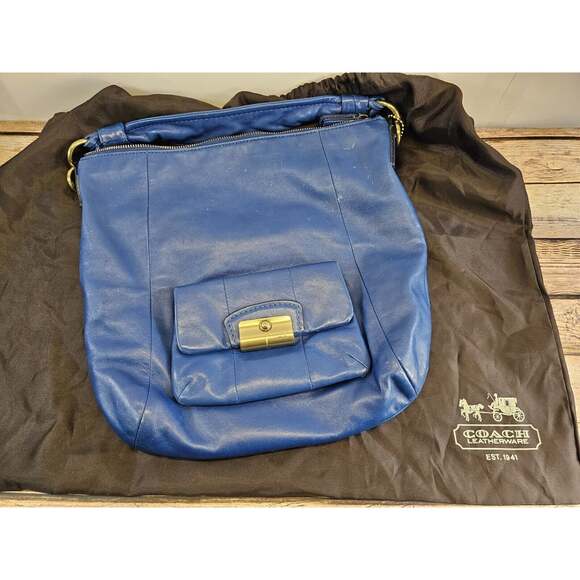 Coach Handbags - coach purse no B 1069 14783 Blue Leather front snap pocket top handle chic boho